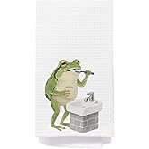 AQYIP Funny Frog Hand Towels for Bathroom Decor, Frog Lovers Gifts for Kids Women, Boys Girls Toddler Bathroom Decor, Funny Cute Kids Hand Towels, 16x24 Inch