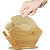 Unibene Bamboo Coffee Filter Holder, Renewable Stand Container Dispenser Rack Shelf for Square Cone-shaped and Flat-bottomed Pour Over Paper Filters