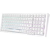 Redragon K723 Wireless Mechanical Gaming Keyboard Creamy, Bluetooth/2.4G/USB-C Wired, RGB Backlit, Hot Swappable Pre-lubed Linear Switches, 96% Custom Gasket Structure for PC/Mac/PS/Xbox,White