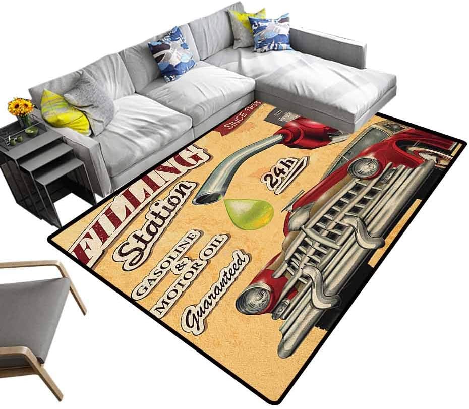 AntiSkid Area Rug Cars, Super Soft Indoor Modern Area Rugs Filling Station Gasoline