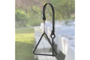 BZUMPERYZ Wrought Iron 9'' Triangle Dinner Bell with Hanger & Call Striker Ringer for Home, Barn, School, Church, Playground, Chuck Wagon Decor
