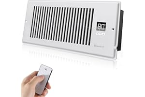 BIOWIND Quiet Register Booster Fan Fits 4" x 12" Register Holes, 10-Speed Smart Heating Cooling AC Vent Fan with Remote Control and Thermostat Control - White