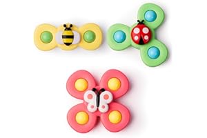 LiKee Strong Suction Cup Fidget Rotating Sensory Bath Toys for Baby Christmas Stocking Stuffers, Airplane Car Travel Table & Window Toys for Toddler Boys and Girls, 12+ Months