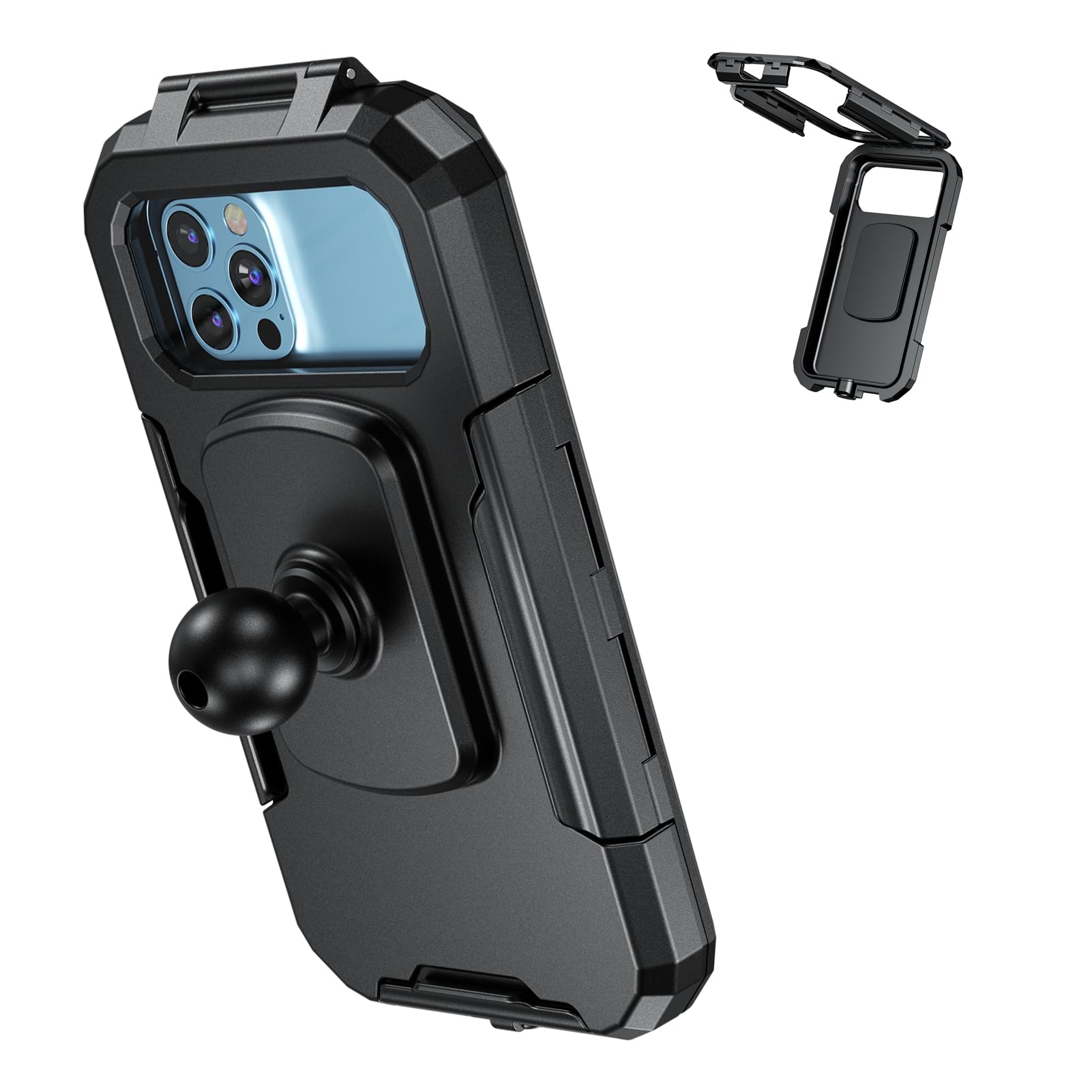 iMESTOU Waterproof Motorcycle Phone Mount IP66 with 1" Ball Head 360° Rotation Fits for RAM B Size Accessories, Suitable for 5.5"-6.8" Smartphones with Max. Thickness 0.43"(Size L)