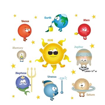 Cartoon Happy Solar System Kids Room Amazon Com