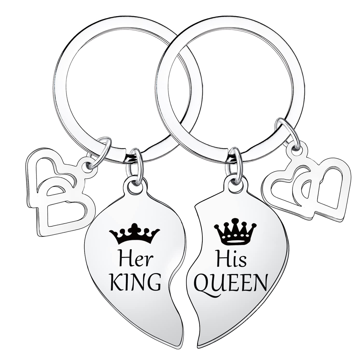 MADHAHEFU 2PCs Couple Gifts for Him and Her Keyring Gifts for Wife Husband Boyfriend Girlfriend Lover Anniversary Valentines Day Gifts His Queen Her King Keychain
