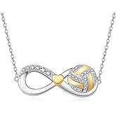 jiulegufa Volleyball Necklace 925 Sterling Silver Volleyball Sports Pendant Necklace Volleyball Jewelry Gifts for Women