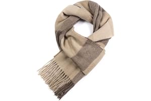 WAMSOFT Wool Winter scarf Plaid scarf Soft Warm Tartan checkered Striped Fashion Scarf Classic for Women Men Scarves