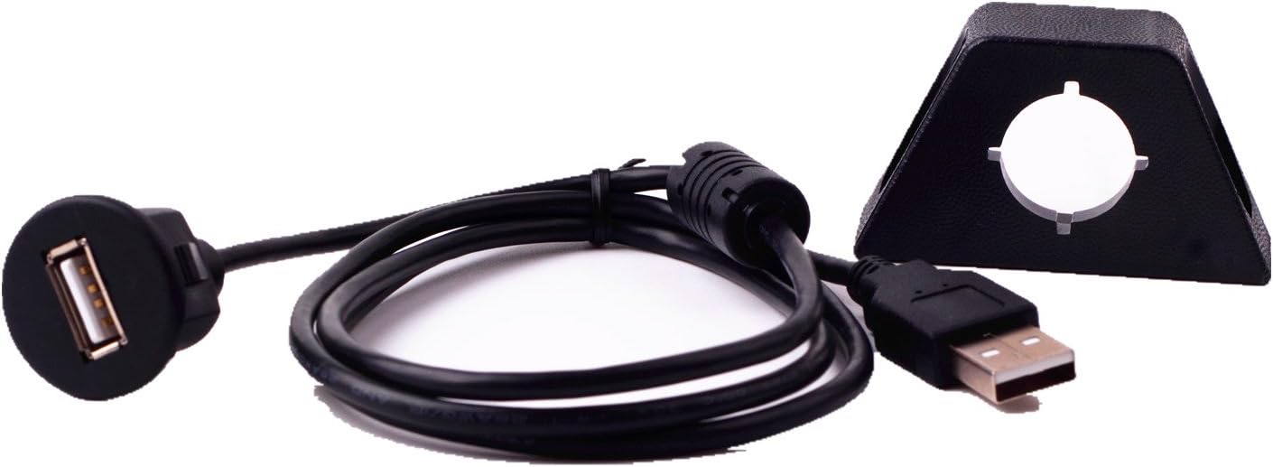 LARRITS 1M Car Dashboard Square Flush Panel Mount USB Male To Female Extension Adapter Cable With Mounting Cradle For Car Stereo, Suitable for car/ truck/ bus/ van/ RV/ motorcycle