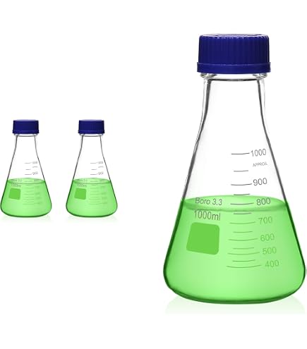 Produktbild von ULAB Erlenmeyerkolben 1000 Ml – 2 Stück, Borosilikat 3.3, Mit Skala, Hitzebeständig