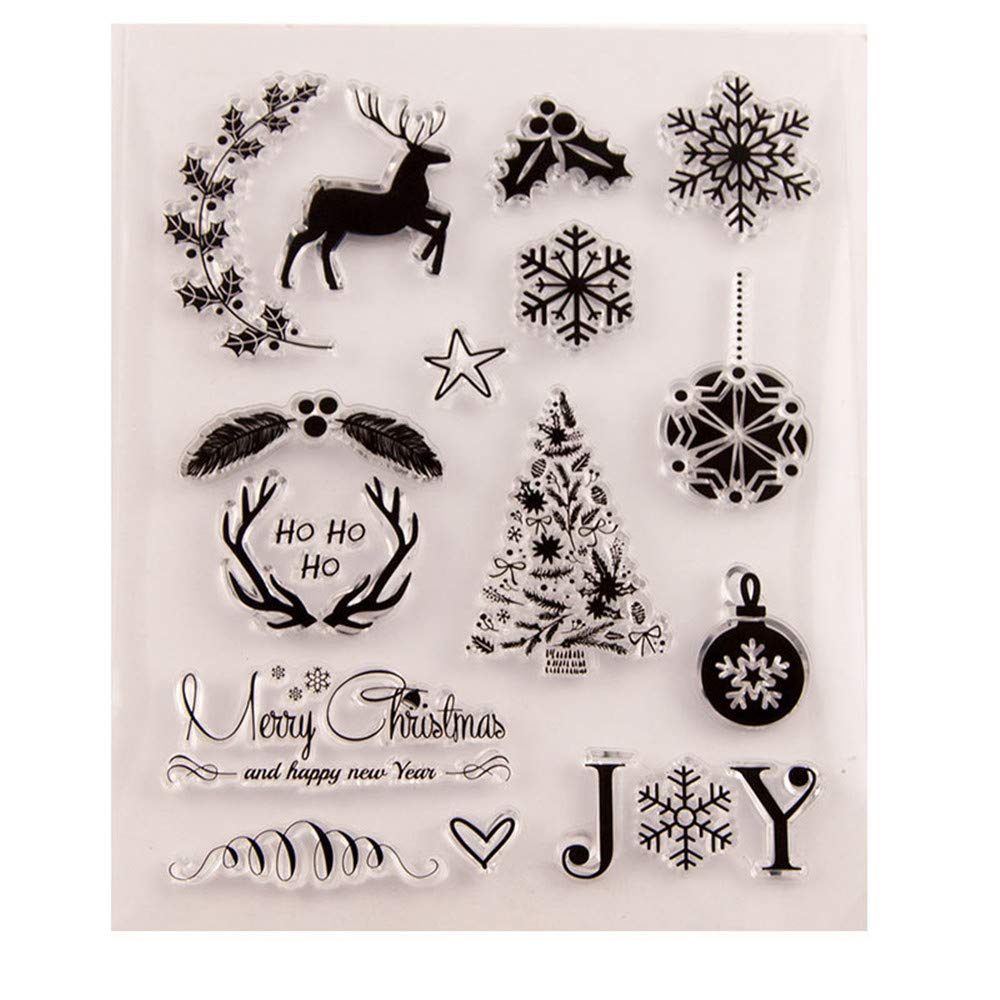 arriettycraft Merry Christmas Decors Deer Elk Balls Snowflakes Clear Stamps for Cards Making Decoration and Scrapbooking Rubber Stamps for Craft-A1160