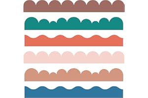SHYJSHYJ 6 Pack Scalloped Border Stencils for Painting Large Pattern on Wall, Door, Window, Reusable Multi-Wave Border Edge Template for Scandinavian DIY Wall Painting Décor Projects.