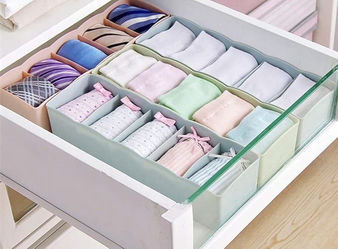 Angel Bear Socks Undergarments Storage Drawer Organiser Set of 4, (Colour May Vary) (Made in