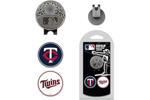 Team Golf MLB Minnesota Twins Cap Clip With 2 Golf Ball Markers Golf Cap Clip with 2 Removable Double-Sided Enamel Magnetic Ball Markers, Attaches Easily to Hats