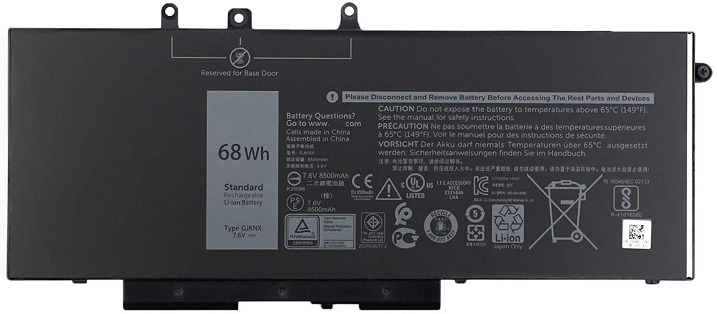 ASKC 68Wh 4-Cell GJKNX Laptop Battery Replacement for Dell Latitude 5480 5580 5280 E5480 E5580 E5490 E5491 E5590 E5591 Precision 15 3520 3530 Series Notebook GD1JP 0GD1JP DY9NT 0DY9NT 5YHR4 451-BBZG
