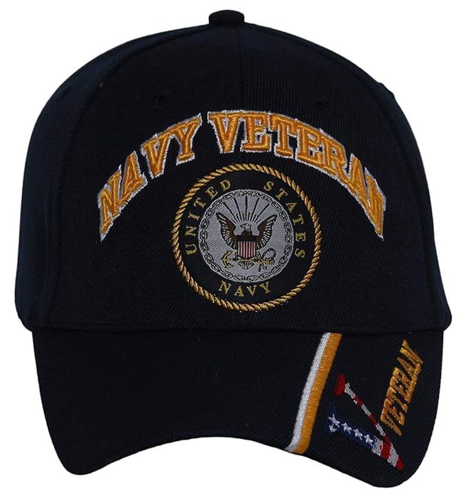 United States Navy Veteran Adjustable Hat w/ Emblem Embroidery Amazon