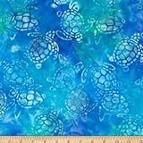 Michael Miller Batik Sea Turtles Turquoise Fabric By The Yard