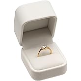 Giftop Velvet Single Ring Box Case Holder for Engagement Proposal Birthday Wedding,Jewelry Ring Gift Box Jewelry Packaging Box (White)