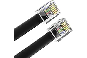 AmzDeals 2-Pack 3 Feet Black RJ12 6P6C Reverse Wired Cable, Pro Grade Voice Phone Line Cord - Made in USA