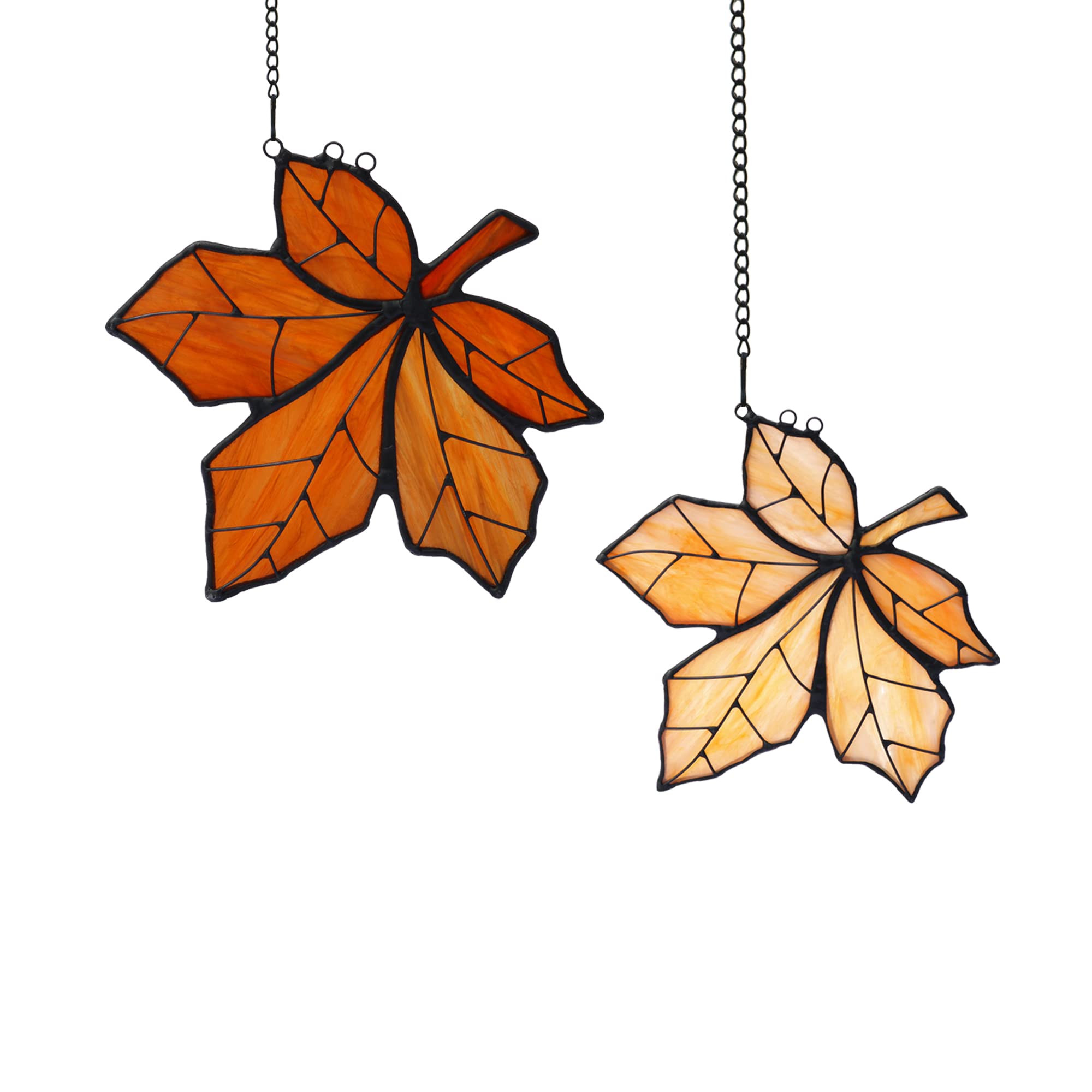 HAOSUM Maple Leaves Suncatcher for Window,Stained Glass Window Hanging, Home Decorations,Fall Leaves Decor, Gifts for Women…