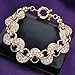 Mytys Silver Metal Textured Bracelet with Interwoven Hollow Circular Links and Polished Metal, Adjustable Length Design with Spring Buckle for Modern Elegance