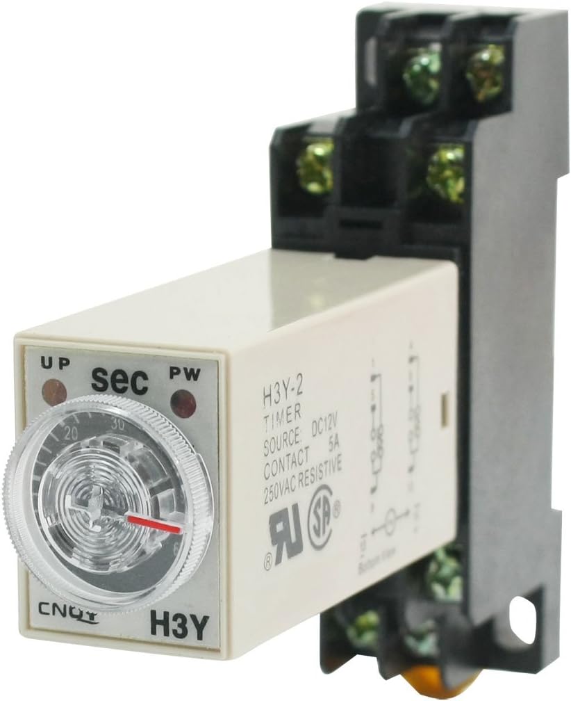 sourcingmap Knob Control 12VDC 8P DPDT 60 Seconds Timer Time Delay Relay W Socket