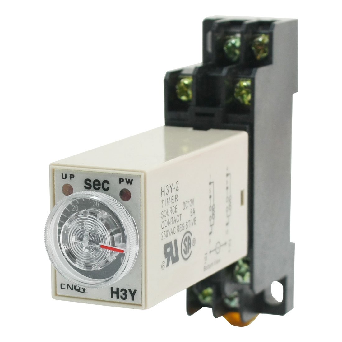 sourcingmap Knob Control 12VDC 8P DPDT 60 Seconds Timer Time Delay Relay W Socket