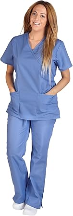 Amazon Com Natural Uniforms Women Mock Wrap Flare Pant Set