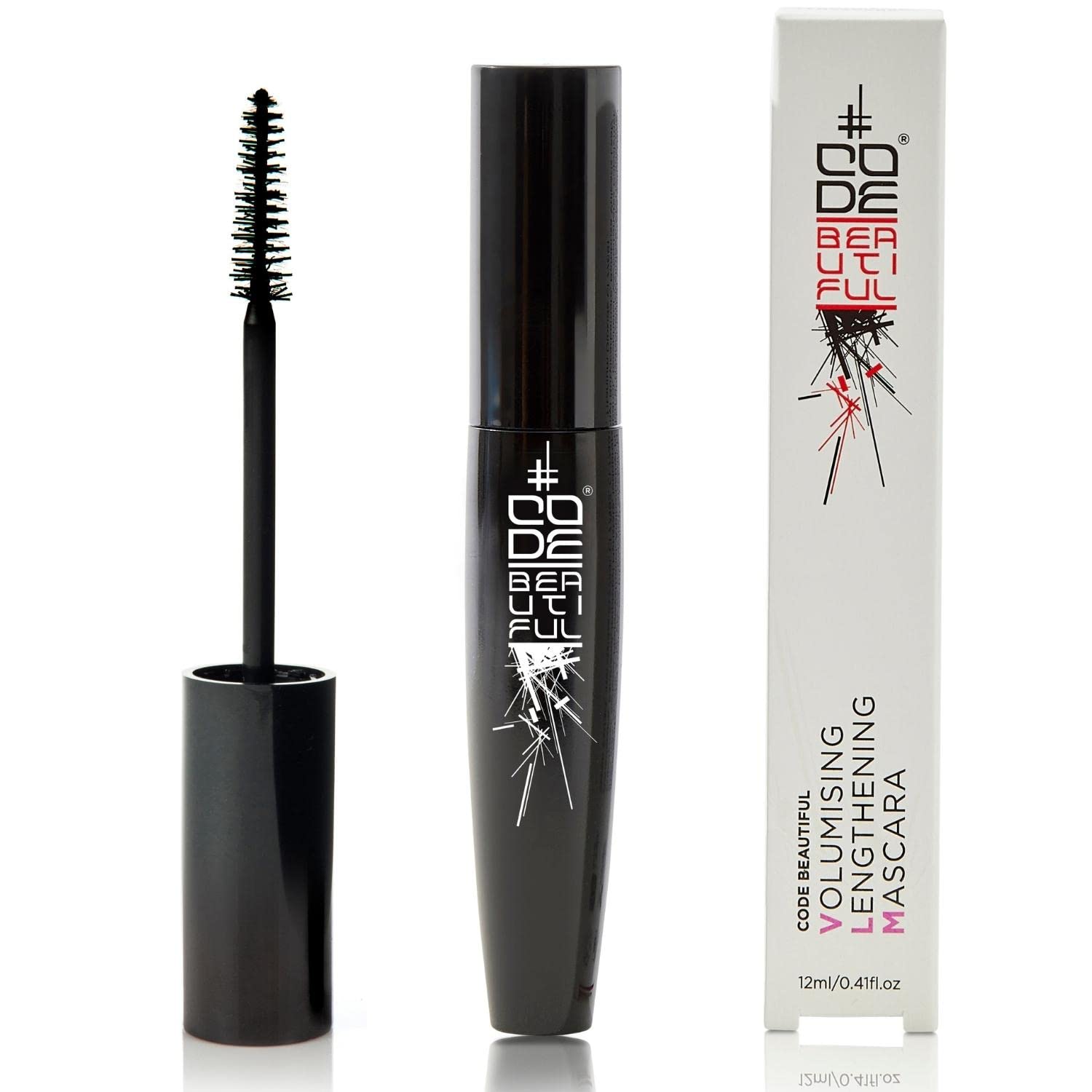 CODE Beautiful Black Mascara - Volume & Length | Water Resistant Alternative to Waterproof | Cruelty Free & Vegan for Sensitive Eyes | VLM Volumising Lengthening Mascara 12ml