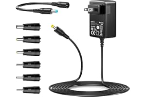Basicvolt Universal Power Supply 9V 2A AC Adapter with Reverse Polarity Cable, DC 9V 1.8A 1.5A 1A 0.8A 0.5A 450mA Power Cord 