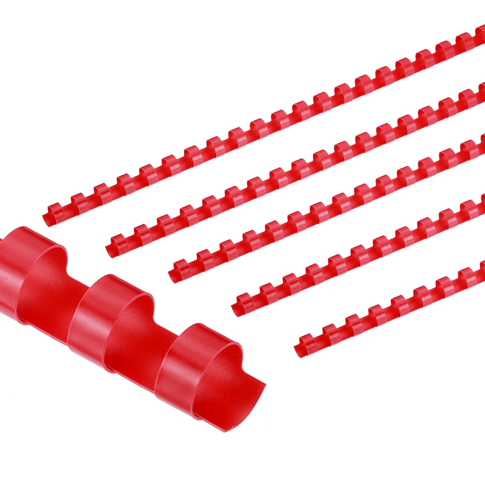 PATIKIL 10mm (3/8") Plastic Binding Combs, 100 Pcs 21 Rings Comb Binding Spines 60 Sheet Capacity Letter Size for Binding Paper Sheets, Red