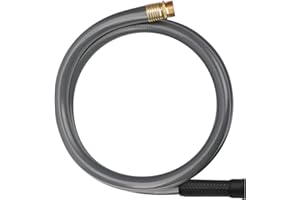 Worth Short Lead-in Gray Garden Hose 3/4 in. x 5 ft. -Kink Free, No Leaking, Male/Female Fittings -Heavy Duty Durable Flexible Lightweight Water Pipe -Brass Aluminum Ends for Household & Commercial