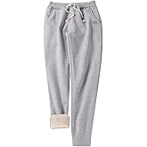 Gihuo Women's Sherpa Lined Sweatpants Winter Casual Jogger Sweat Pants Warm Athletic Thermal Fleece Lining Lounge Pants