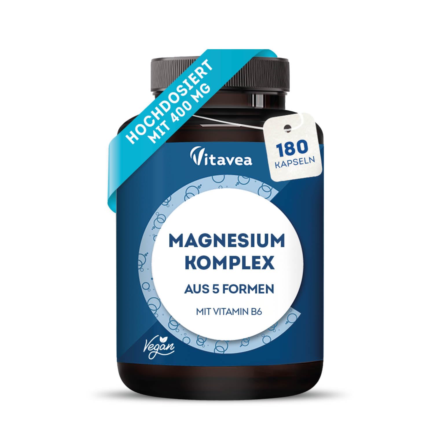 Magnesium Komplex hochdosiert - 5 hochwertige Formen - 180 Kapseln