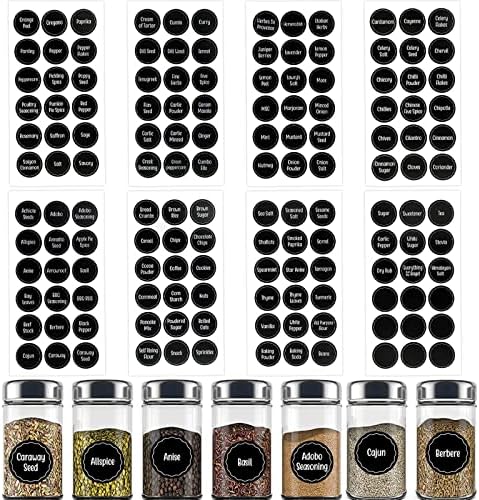 144pcs Spice Jars Labels,Round Preprinted Seasoning Label Stickers ...
