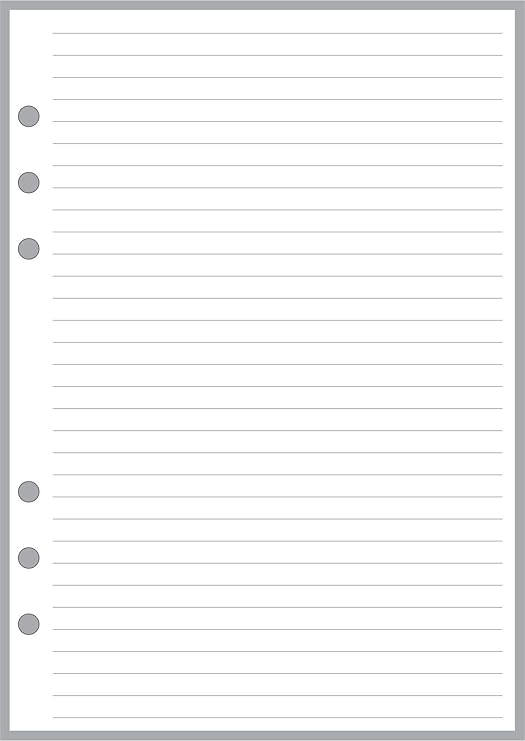 A5 Size Simple Note Paper, 1/4" Spacing, Sized and Punched