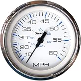 Faria Beede INSTRUMENTS Faria Beede 33811 Chesapeake Stainless Steel Speedometer (60 MPH) Pitot - 4', White
