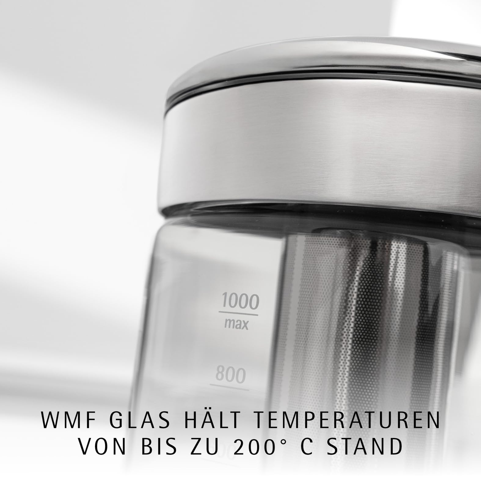 WMF Küchenminis 2 in 1 Vario Wasserkocher mit Temperatureinstellung, 1,0l, 1900 W, Teekocher Glas mit Teebeutelhalter und Sieb 3