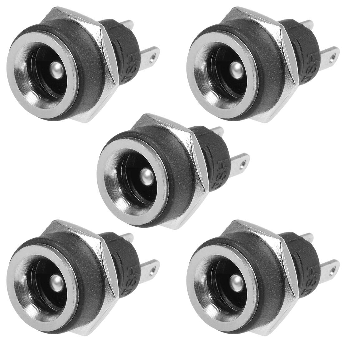 sourcing map 2.1mmx5.5mm DC Power Jack Female DC 30V Panel Mount Connector Socket 5pcs