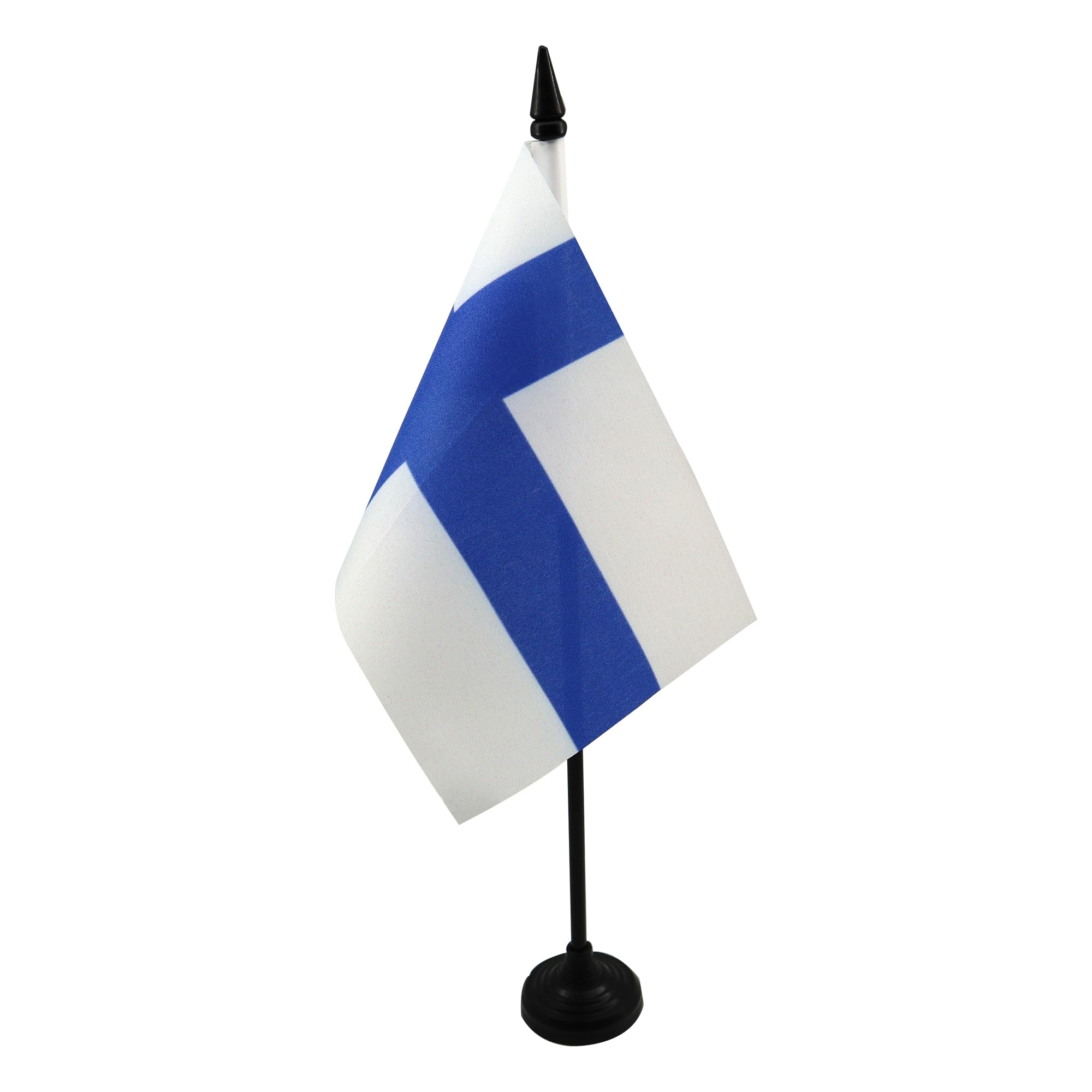 AZ FLAG - Finland Table Flag 4'' x 6'' - Finnish Office Mini Banner 100% Polyester 15 x 10 cm - Mini Desk Flag with 10'' Pole and Black Plastic Base
