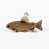 De Leon Collections Wildlife Nature Themed Cabinet Drawer Pull, 2.3 Inch Polyresin, Trout Fish - 4 Piece Set