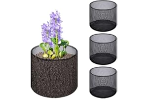 EBaokuup 4 Pcs Aquatic Pond Planting Bags-7.1" H x 7.2" Dia Reusable Mesh Water Garden Pond Plant Pot-Breathable Round Lily Plant Pots for Pond Bog Plant Garden Terrestrial Plant