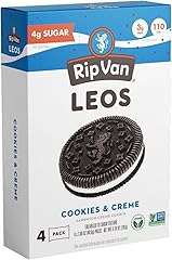 Rip Van LEOs - Cookies and Cream Sandwich Cookies - Low Sugar and Low Carb Snack - Diabetic and Vegan Snacks - 4 Packs of 1.6