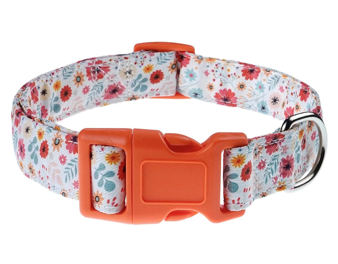 YLrank Dog Collars with Floral Flower Patterns - Soft Adjustable Fancy Floral Dog Collars for Small Medium Large Dogs - Cute Design for Boys Girls Male Female Dog Pet Collar(Orange Floral,M)