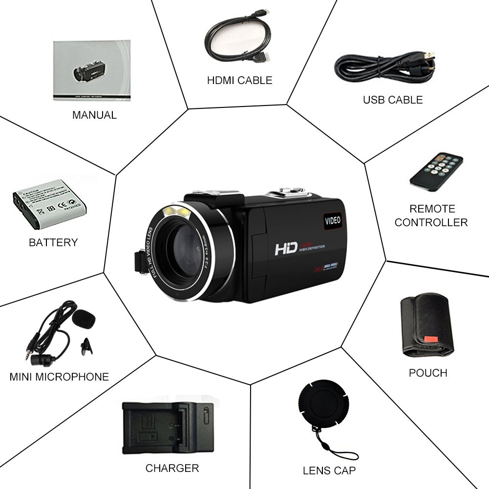 Camcorder Full HD 1080p 30fps Video Camera Support Shotgun Microphone Wifi Camera 3