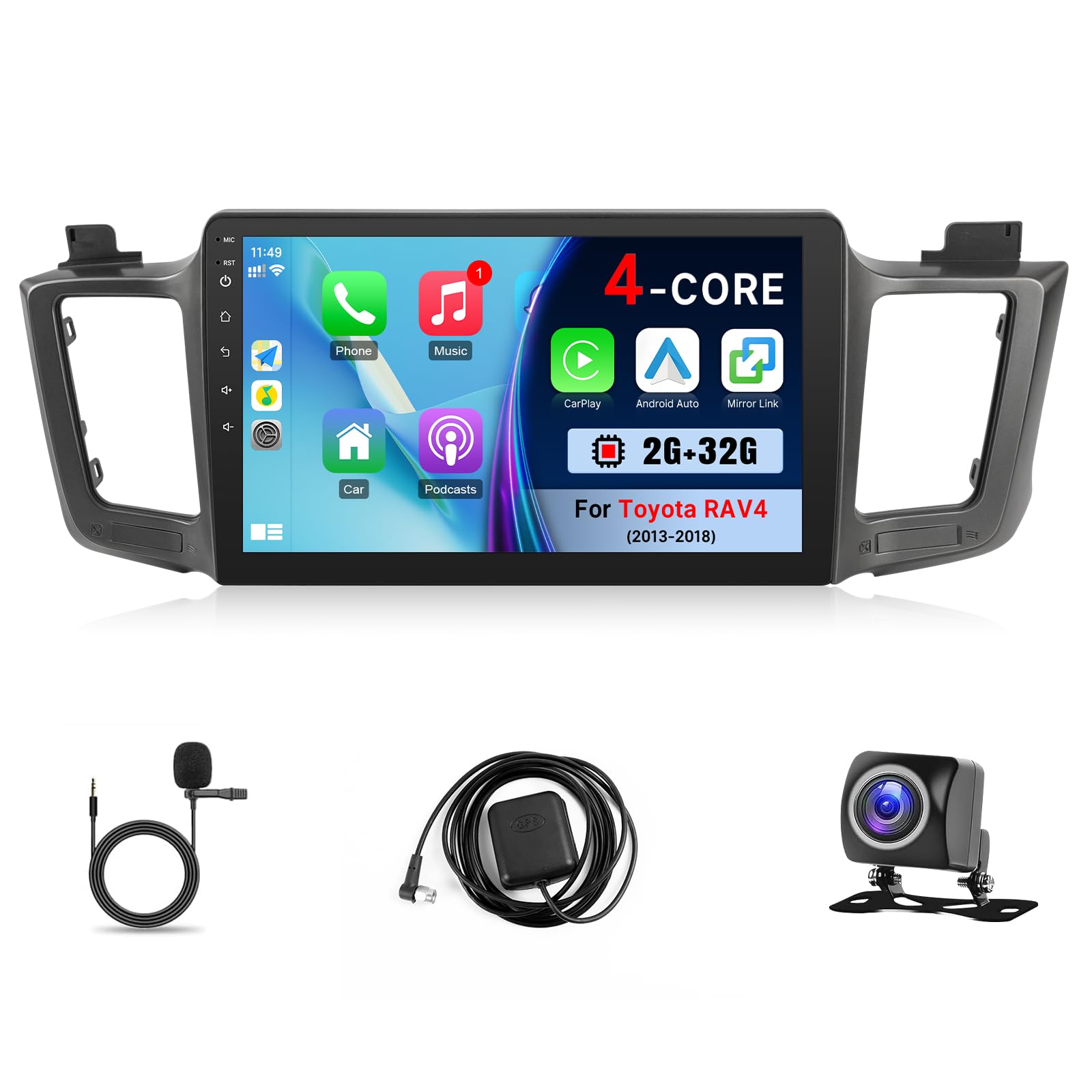 Photo 1 of KuTaiTai Car Radio Stereo for Toyota RAV4 2013-2018 with Wireless Carplay Android Auto, 2+32GB 10.1-inch IPS Touchscreen Head Unit Radio Replacement with GPS Navigation Bluetooth WiFi FM Rear Camera