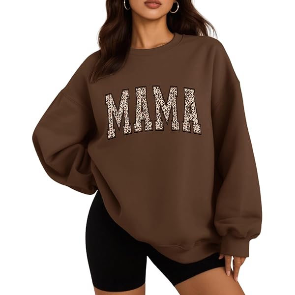AIIWEIS Oversized Mama Sweatshirt for Women Mom Letter Print
