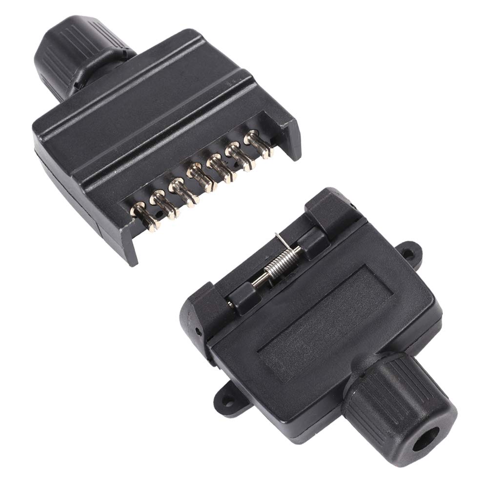 AOHEWEI 7Pin Flat Trailer Plug and Socket 12V Electrical Light Connectors Female and Male for Truck Towbar Caravan or Other Commercial Vehicle Parts (Socket plug 7 way)