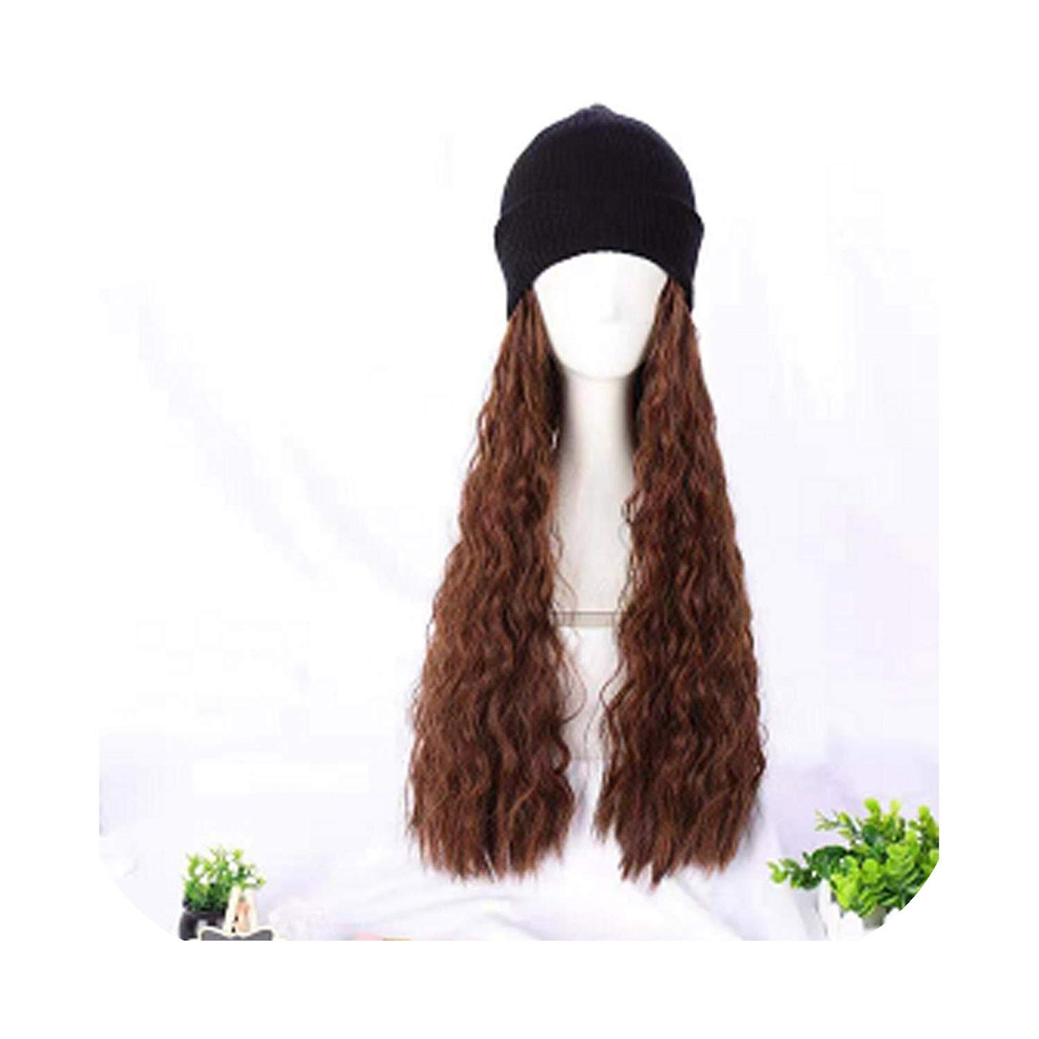 Long Hat Wig For Women Straight Synthetic Hat Wig Daily