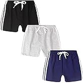 Jagrove Toddler Boys Girls Shorts 3 Pack Kids Active Running Athletic Shorts Summer Sport Jogger Short Pants with Stripe